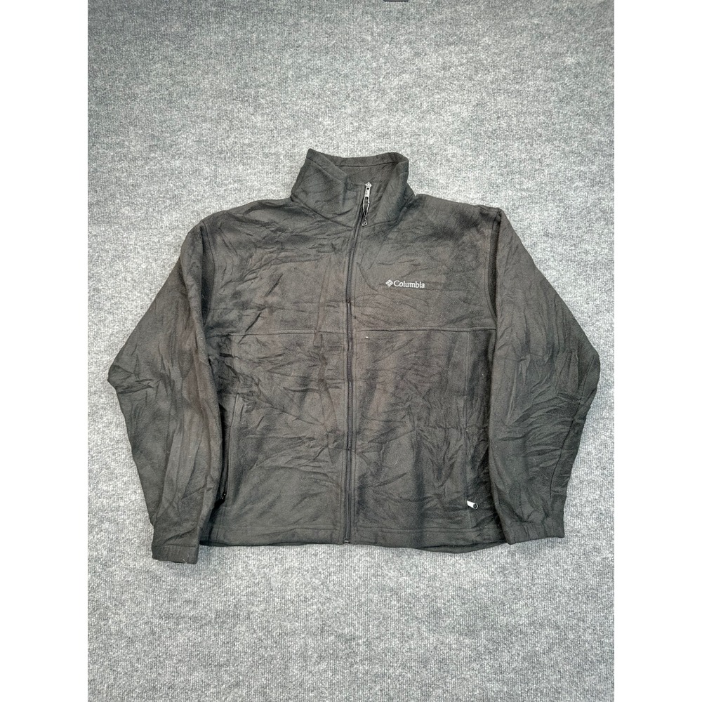 Columbia Mens XL‎ Black Full Zip Fleece Jacket Mock Neck Polyester Outerwear